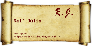 Reif Júlia névjegykártya
