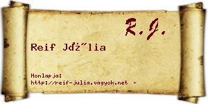 Reif Júlia névjegykártya